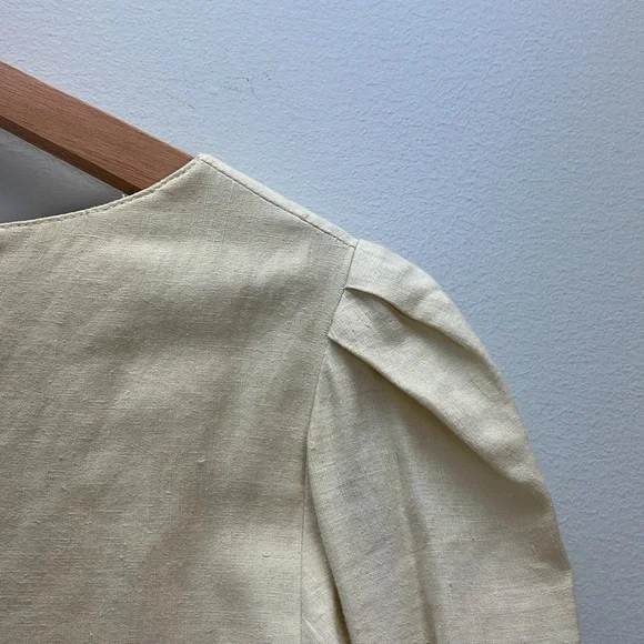 Vintage Lanz Original Cottagecore Maxi Dress Linen Cream Prairie Wedding Size 6 - Picture 11 of 12